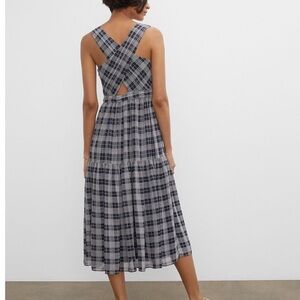 Club Monaco Navy and White Backless Plaid Dress